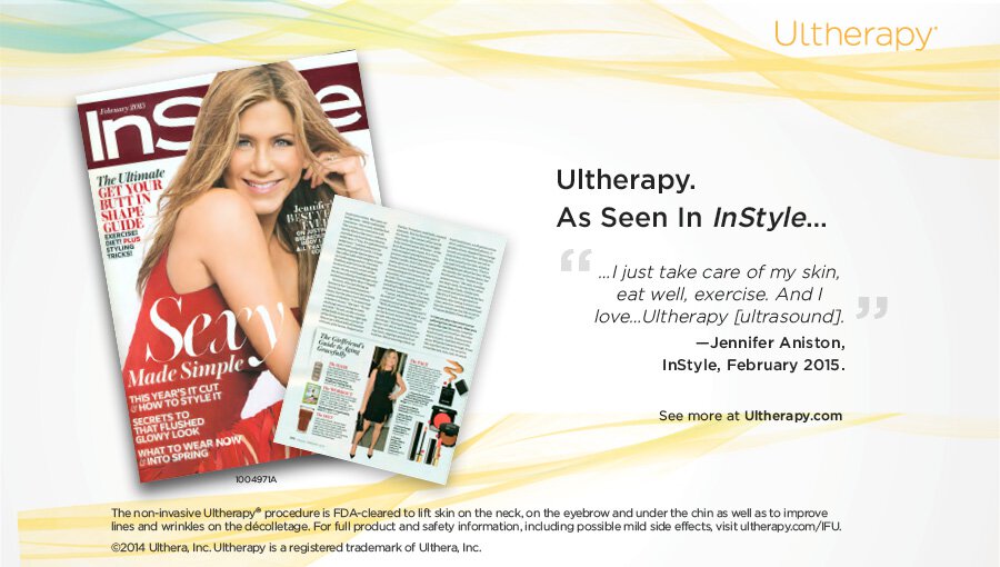 InStyle magazine featuring Jennifer Anniston on Ultherapy